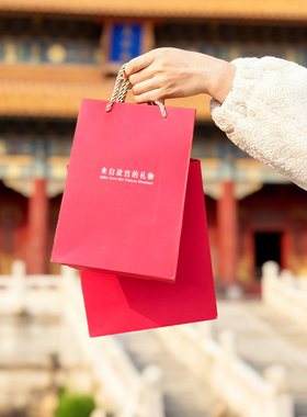 【一件包邮】故宫文创红色手提袋生日节日礼品袋礼物金榜题名织锦