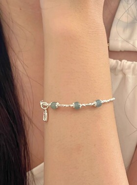 s925银碎银子天然蓝翡翠手链