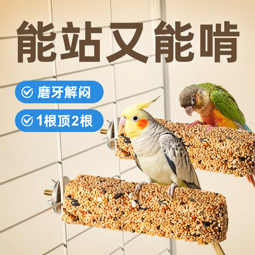 小仙肉鹦鹉加大二合一磨牙棒站杆
