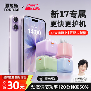 45W适用苹果17充电器头iPhone17ProMax手机快充Air正品 图拉斯小冰块新款 15一套PD数据线40W papi酱同款