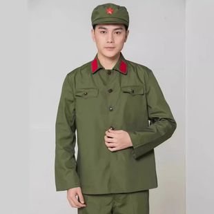 正品的确良65老式军套装男涤卡老款怀旧干服军装服装六五演出衣服
