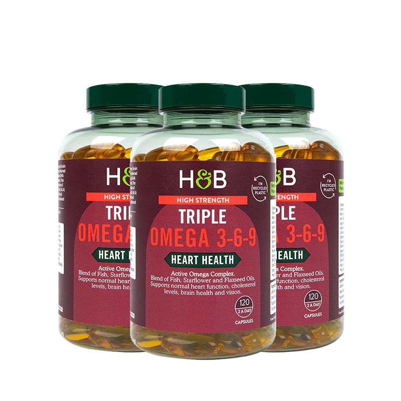 3瓶26年1月英国holland barrett三倍Omega369加强版HB深海鱼油