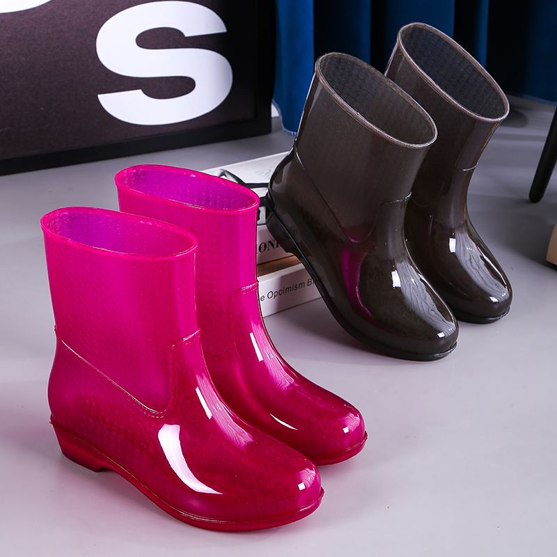 厨房速干防水胶鞋女款中筒短筒