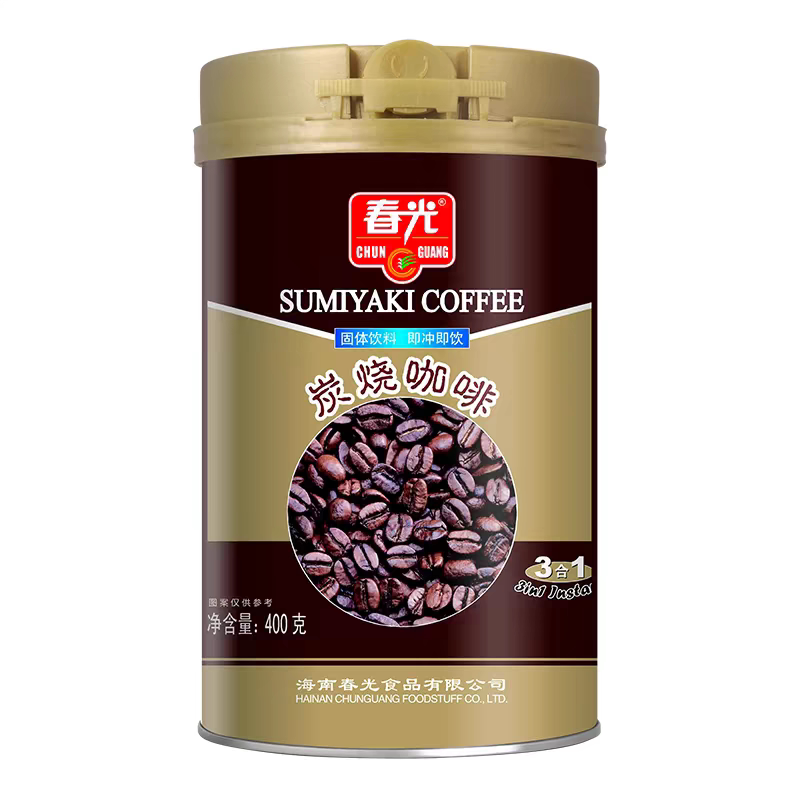 海南特产春光炭烧咖啡400g速溶三合一碳烧咖啡粉冲饮料