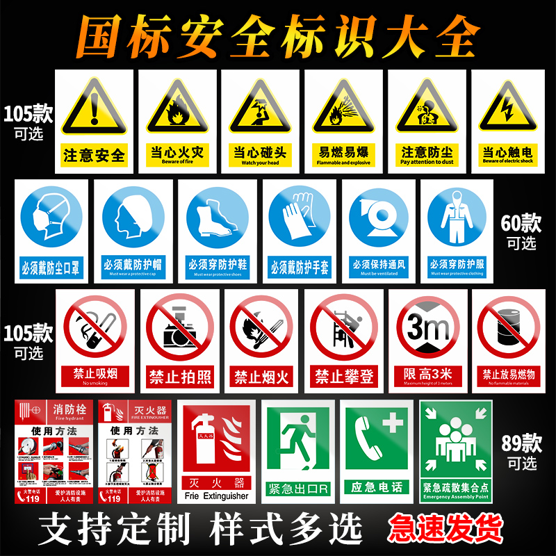 消防标识标牌工地安全提示警示牌