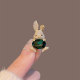 可爱绿色水晶兔子小胸针高档女2023新款 配饰小众设计别针胸花 西装