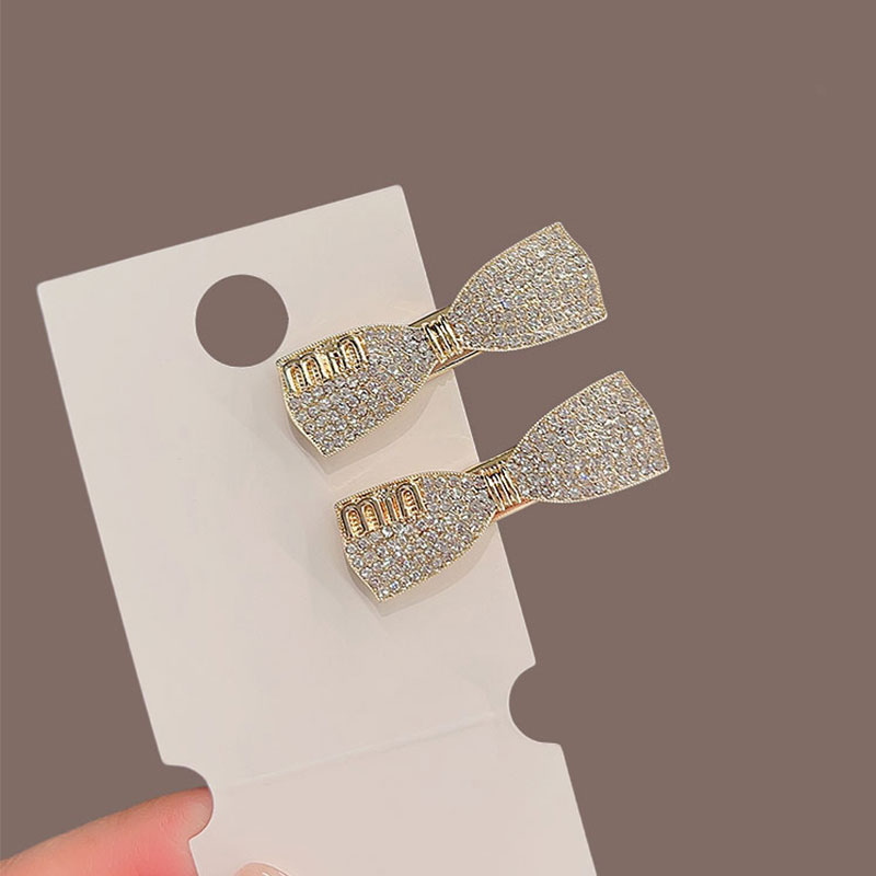 气质水钻蝴蝶结发夹对夹侧边夹子