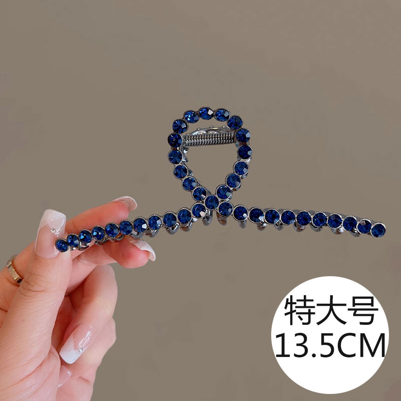 特大号抓夹女高级感气质蓝色水钻