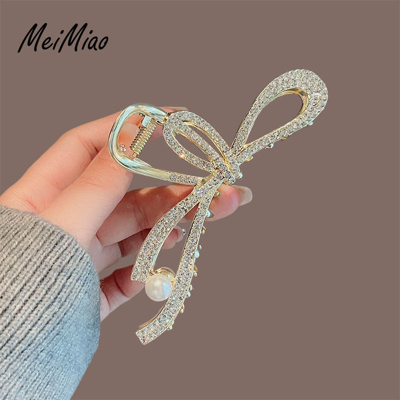 气质水钻蝴蝶结鲨鱼夹发量多