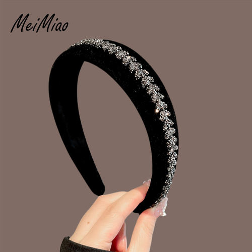 美苗~洋气时尚水钻丝绒海绵发箍