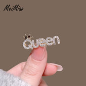 精致字母女王QUEEN胸针高档个性 潮别针领针防走光扣气质西装 配饰