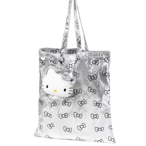 日本kt猫合作50周年hellokitty周边银色手提包实用颜值购物袋