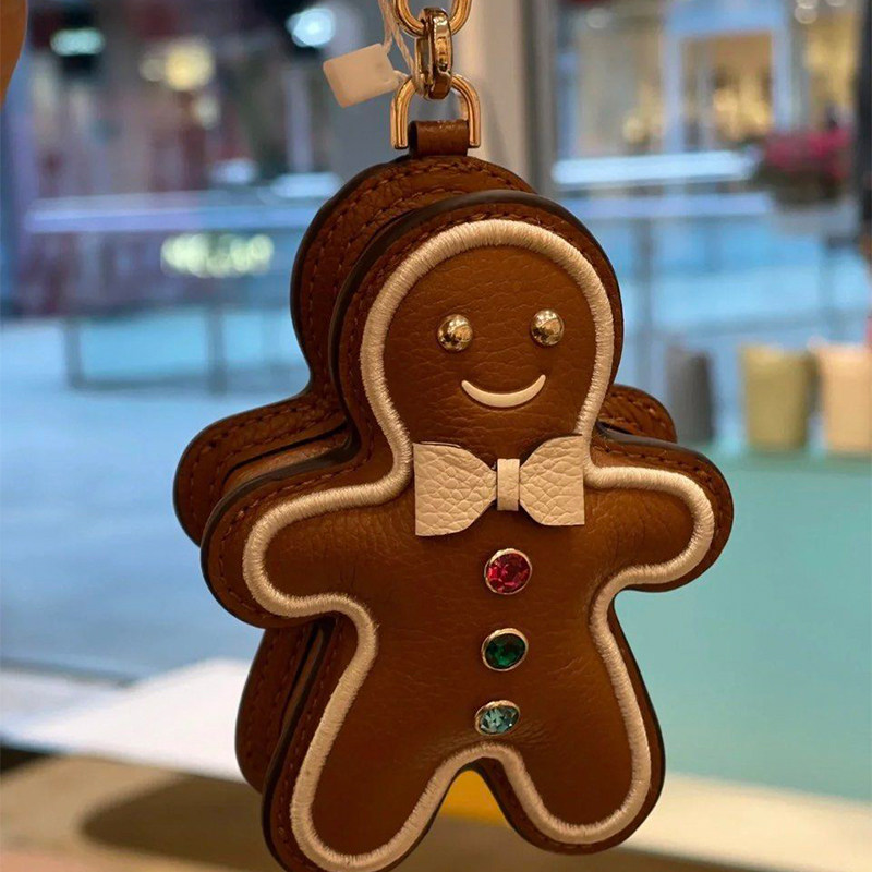 美国kate spade真皮姜饼人钥匙扣卡通可爱趣味动物钥匙圈挂件