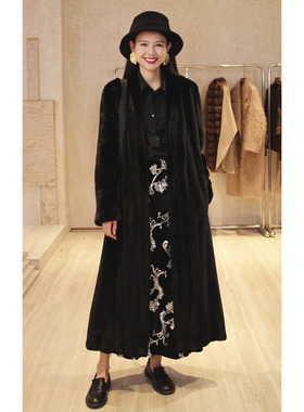 【IZUO颐着】宝嘉美黑貂超长款超主推万能搭时髦黑色长外套