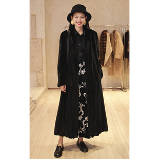 【IZUO颐着】宝嘉美黑貂超长款超主推万能搭时髦黑色长外套