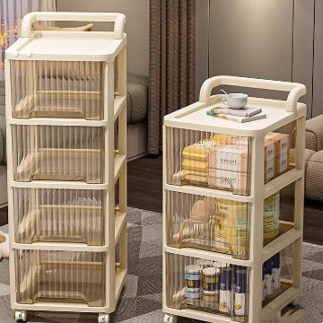 家用收纳手推车客厅零食玩具储物柜分层抽屉式移动免安装置物架子