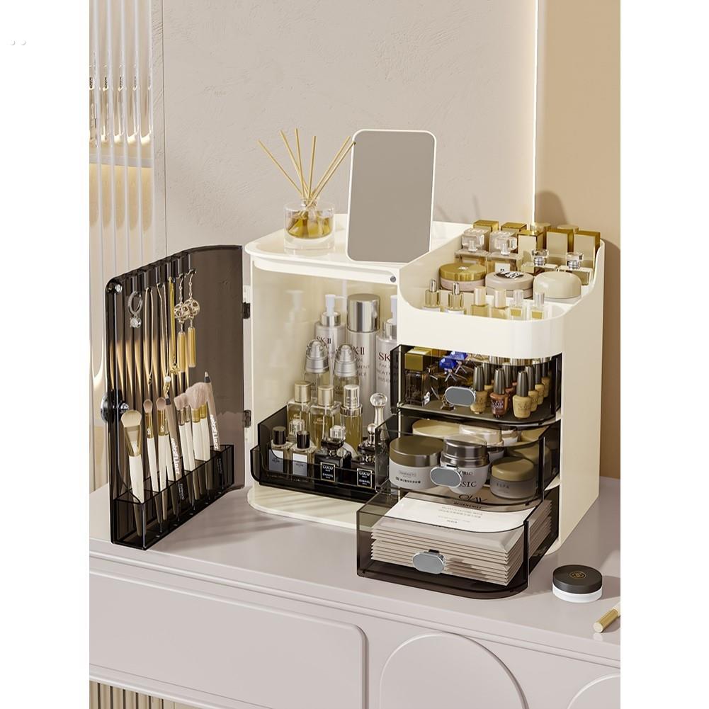 化妆品收纳盒大容量梳妆台护肤品收纳架抽屉式整理柜桌面防尘置物