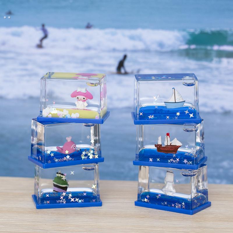 可爱迷你小长方入油油滴桌面装饰摆件液体沙漏送儿童礼物小礼品