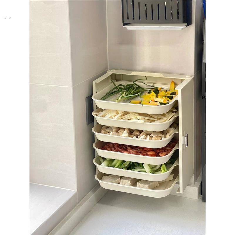 厨房备菜盘家用免打孔壁挂盘子可折叠多功能收纳置物架火锅麻辣烫