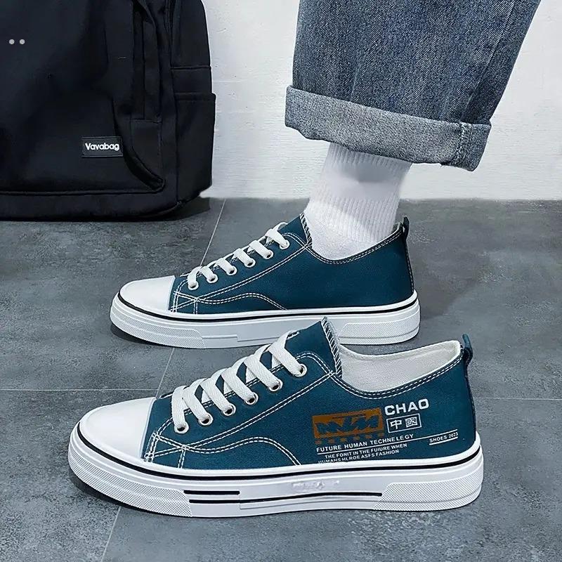 帆布鞋男鞋子夏季薄款透气潮流百搭低帮休闲鞋学生黑色板鞋男潮鞋