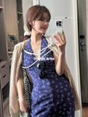 Area 定制 赵露思同款 Trends 碎花氛围感挂脖露背连衣裙 浪漫夏日