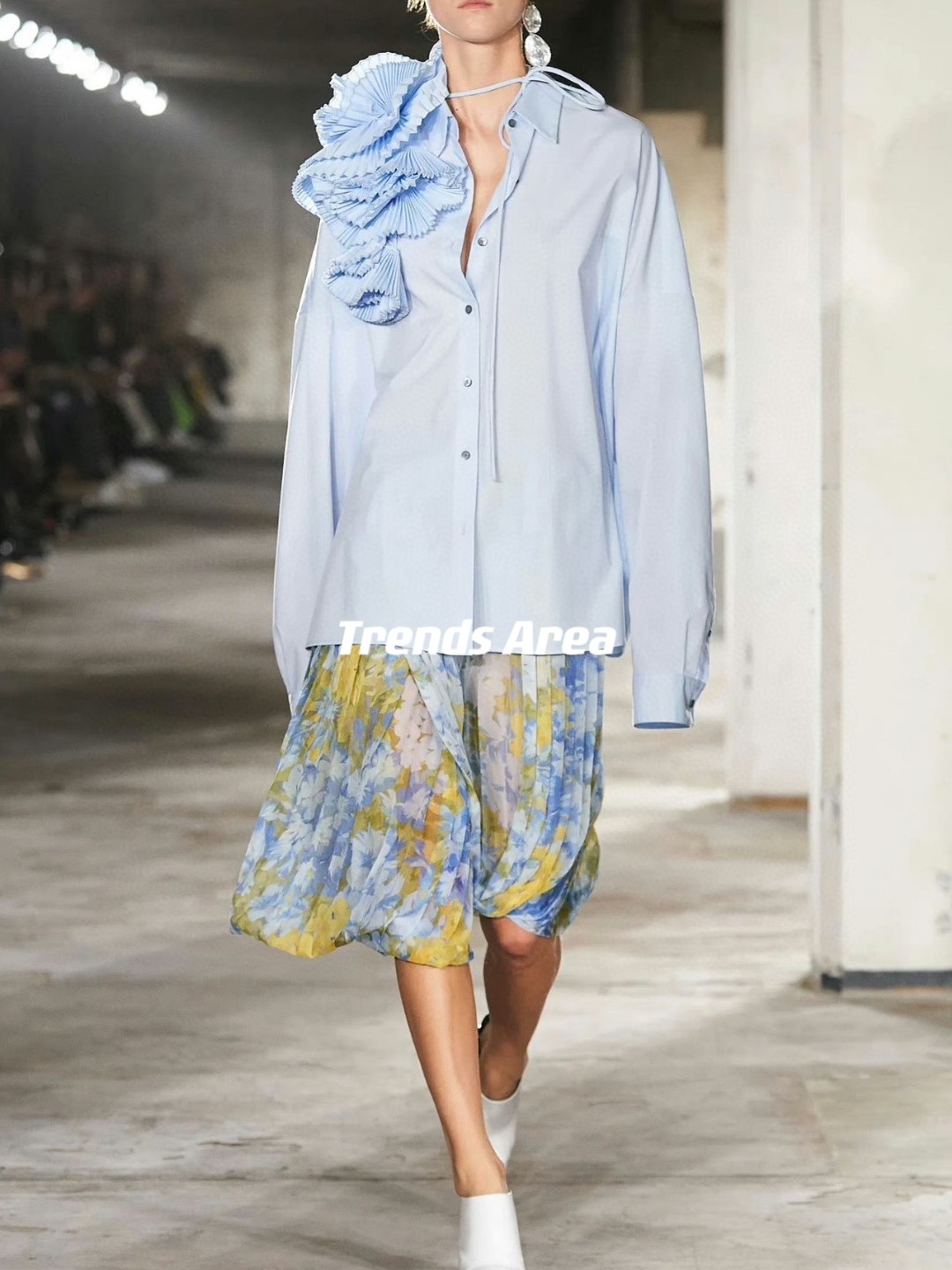 trends area 定制 秀场款 艺术感 重工立体折纸手工花朵时髦衬衫