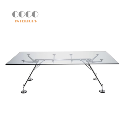 Nomos dining Table包豪斯钢化玻璃餐桌洽谈现代办公室不锈钢桌