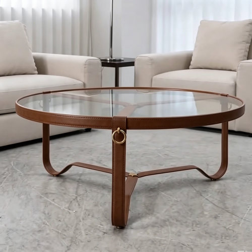 Roger Sprunger round coffee table北欧茶几设计师钢化玻璃圆几