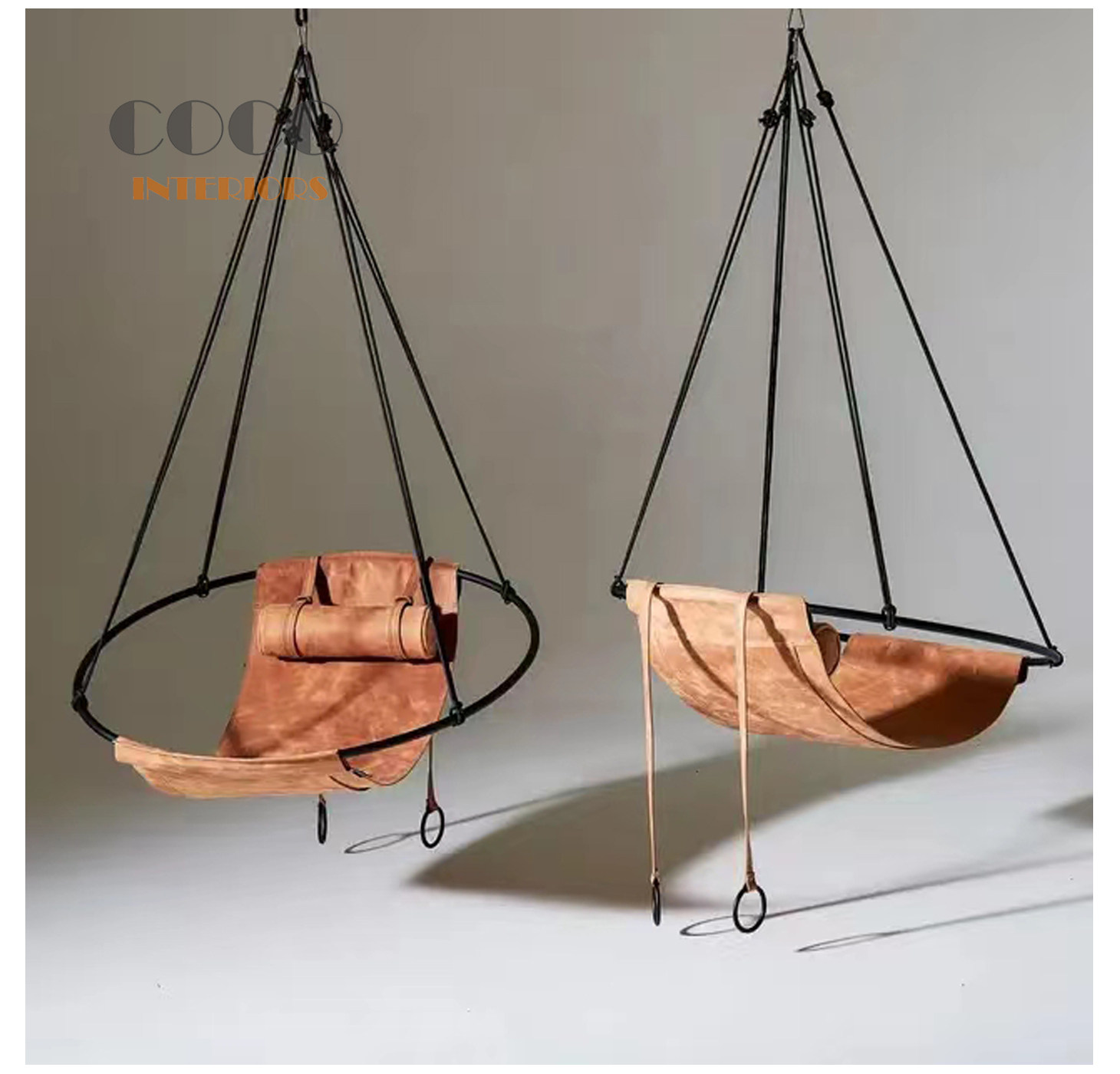 北欧设计师Modern Leather Sling chair扶手椅客厅皮艺休闲椅吊椅