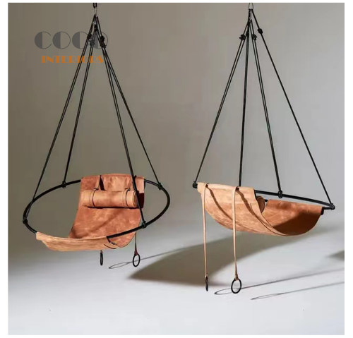 北欧设计师Modern Leather Sling chair扶手椅客厅皮艺休闲椅吊椅