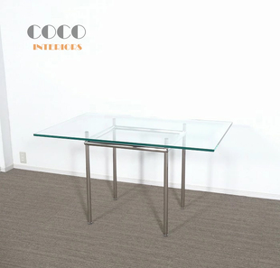 LC12餐桌Le Corbusier Table包豪斯钢化玻璃餐桌洽谈柯布西耶桌