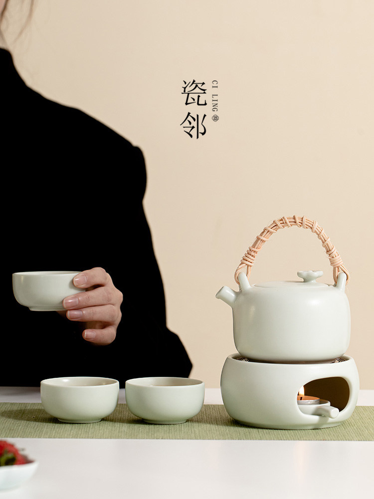 瓷邻陶瓷温茶炉套装小型保温底座暖茶器加热泡茶壶蜡烛加热煮茶炉