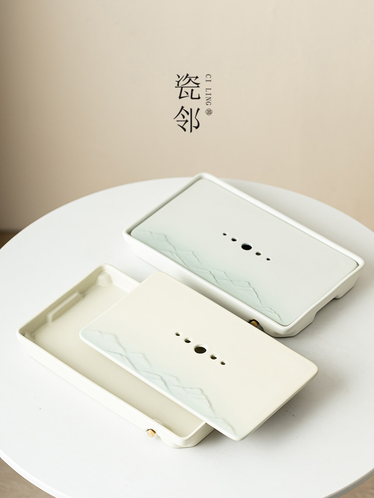 瓷邻居陶瓷茶盘排水托盘储水托盘家用小2025新茶海轻奢高端茶几