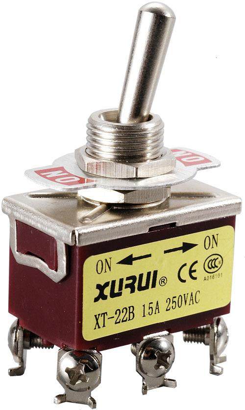 双掷250V。正品双刀g旭瑞XT-22B15A钮子档六脚两开关ON-ON/