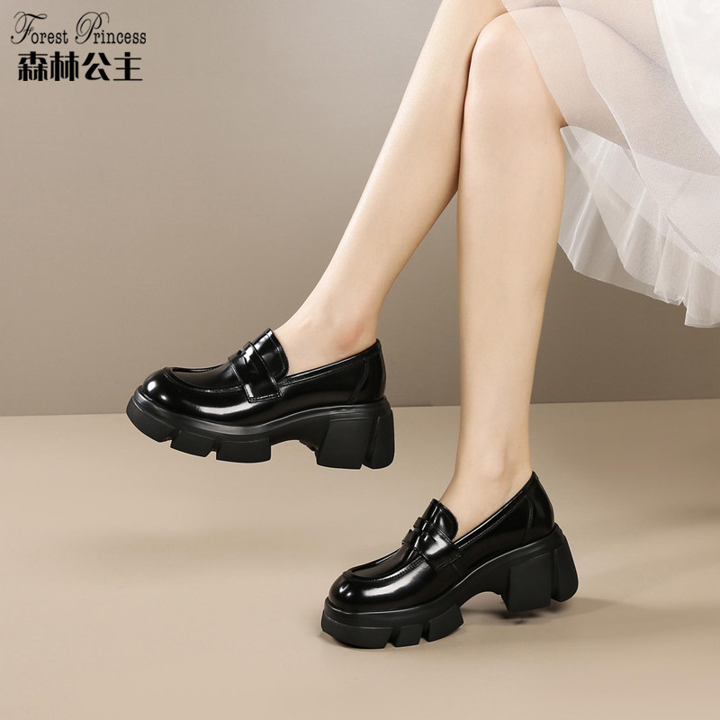 头层牛皮】厚底乐福鞋女2024年春季新款牛皮里垫真皮女单鞋,女鞋,深口单鞋,淘宝优惠券,粉丝福利购,淘宝优惠卷