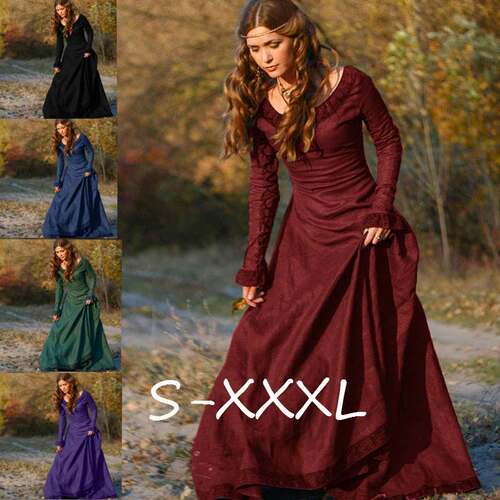 S-XXXL中世纪长袖连衣裙Medieval long-sleeved dress for ladies