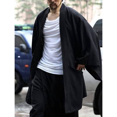 2025秋季纯色蝙蝠袖开衫男士宽松中长款百搭个性外套Men jackets