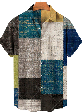 ntage Shirt Pullover Short Sleeve Men's Tops Holiday Clo