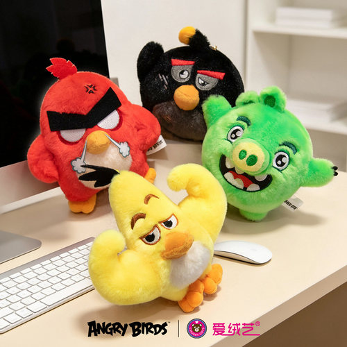 正版ANGRY BIRDS愤怒的小鸟毛绒钥匙扣挂件红绿猪卡通包挂饰玩偶