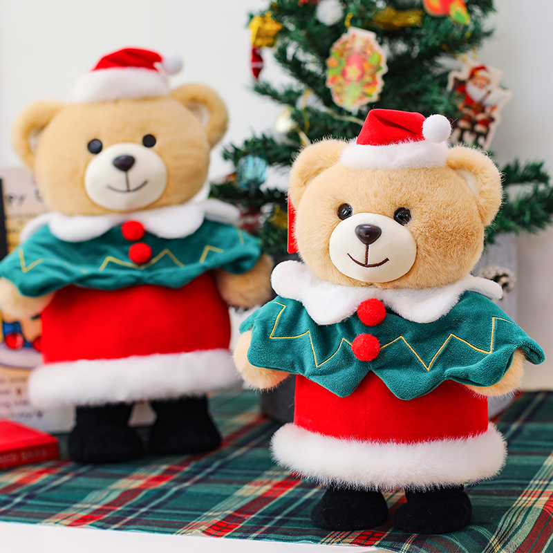 卡通站款圣诞小熊毛绒玩具