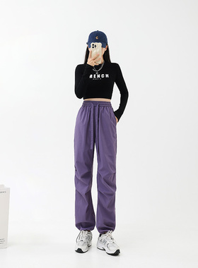 ADER DANCE美式潮牌运动卫裤简约风直筒阔腿抽绳宽松休闲