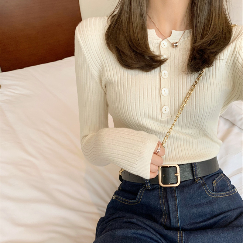 清仓特卖套头长袖针织衫女秋冬韩版修身显瘦内搭简约百搭打底衫潮