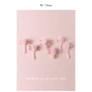 周岁宝夹宝貂球发毛婴粉色发饰儿童发卡伤不头发儿女童中式夹子饰