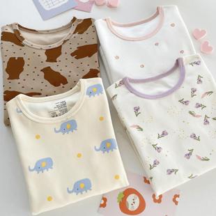 A类厚款纯棉儿童秋衣卫生裤内衣套装女童男童圆领内搭衣棉毛衫