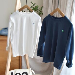 柔软亲肤磨毛纯棉~男童女童纯色薄款长袖T恤打底衫儿童春秋长袖衫