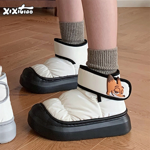 棉鞋 细细条 冬季 迪士尼街头风时尚 短靴 防水女卡通尼克雪地靴正版