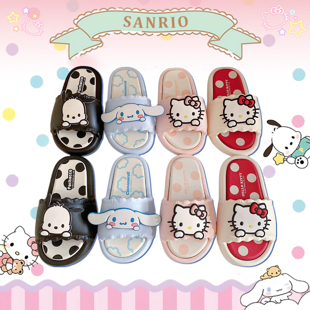 细细条三丽鸥可爱KT猫帕恰狗亲子拖鞋女夏季室内防滑一字凉拖鞋
