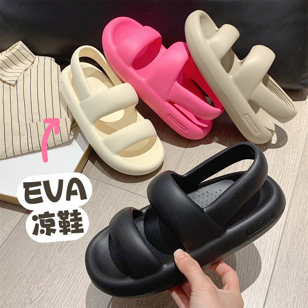 细细条踩屎感外穿厚底防滑凉鞋