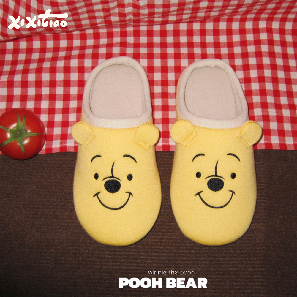 细细条 春夏居家吸汗可爱情侣迪士尼维尼熊地板鞋男女时尚月子鞋,居家布艺,居家亚麻拖鞋,淘宝优惠券,粉丝福利购,淘宝优惠卷