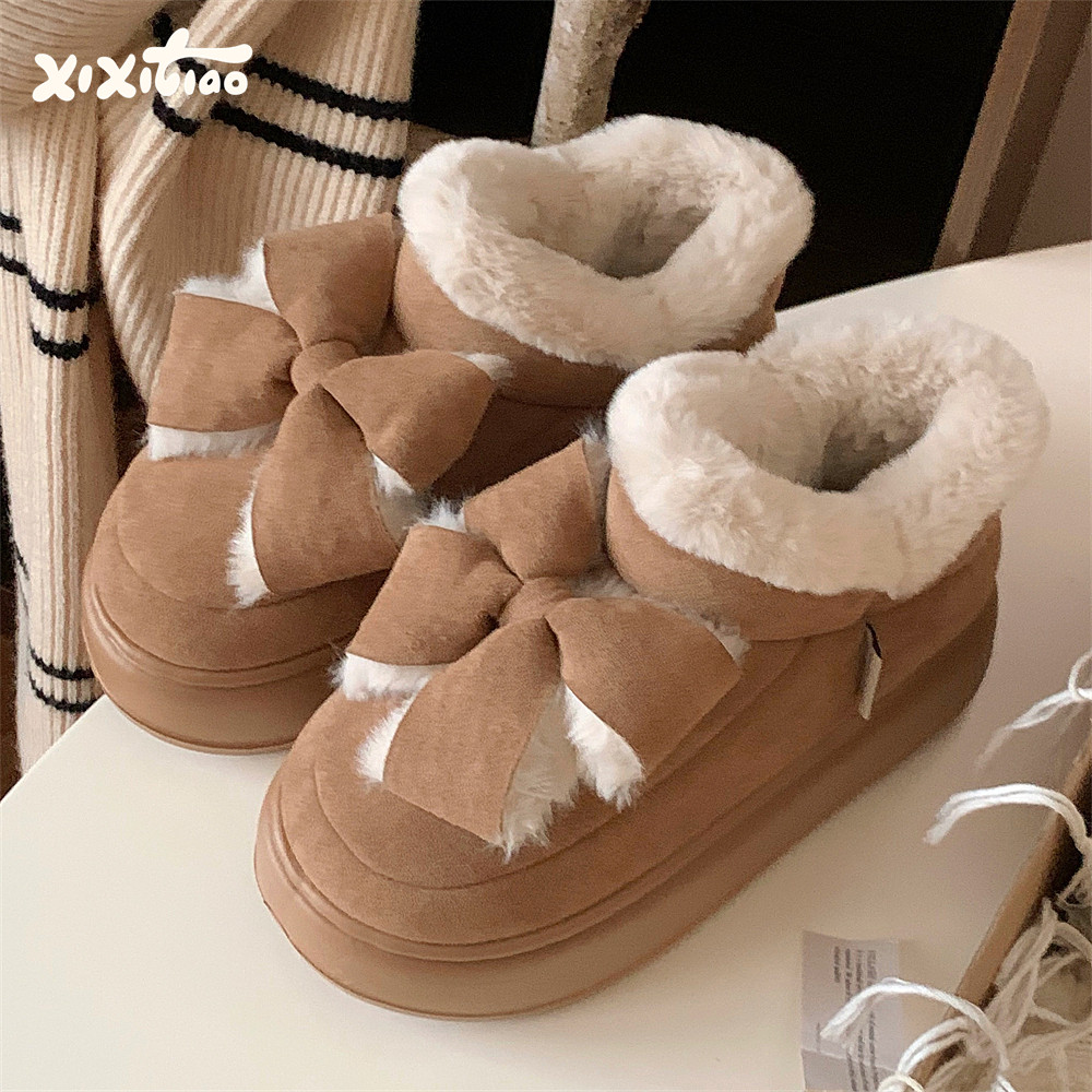 保暖东北棉鞋甜美蝴蝶结雪地靴